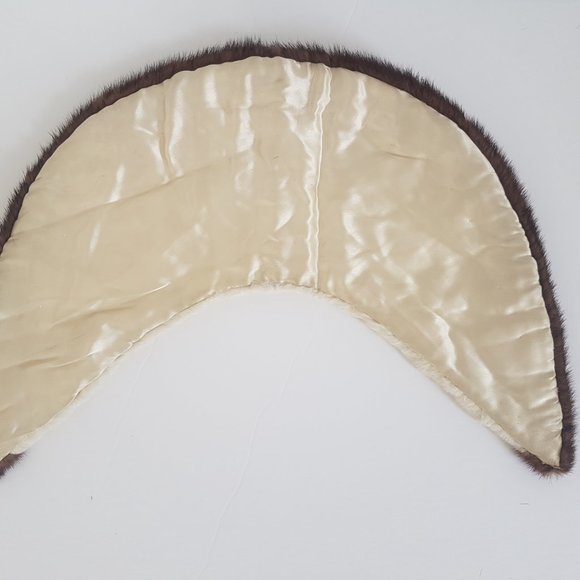 60s Vintage Two Tone Mink Fur Collar, Cream White Brown Mink Fur Scarf - Picture 4 of 9